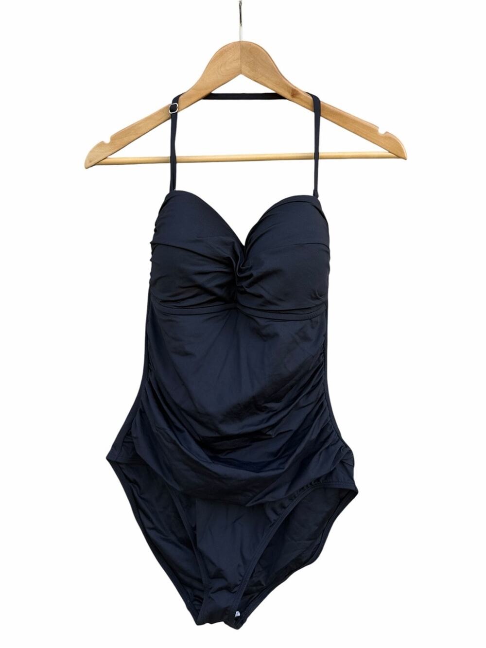 Anne Cole Black Ruched One-Piece Swimsuit size 16 NWOT